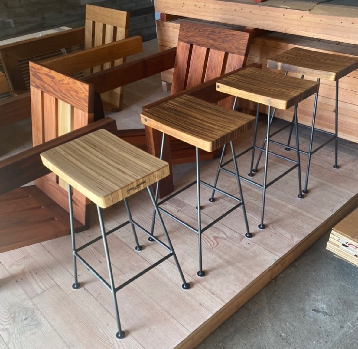 Saddle Seat Stool with Artisan Metal Legs